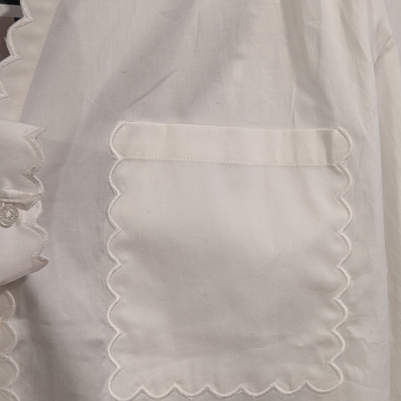 IVI Collection Germany Scalloped White Button Down Shirt Silk Back - Picture 4 of 7